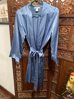 Morgan Taylor Blue Satin Wrap Robe
